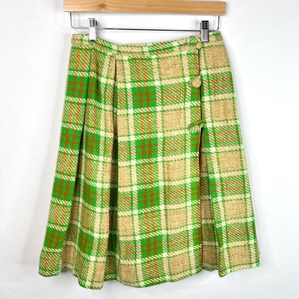 Vintage Sears Union Made Plaid Wool Skirt Small